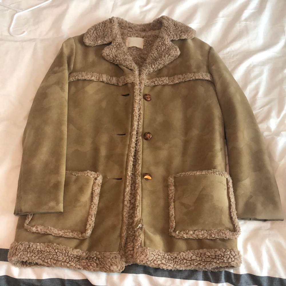 Wool and Suede Pea Coat